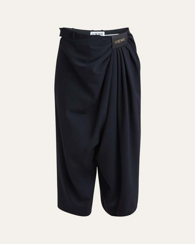 Cropped Draped Wool Trousers